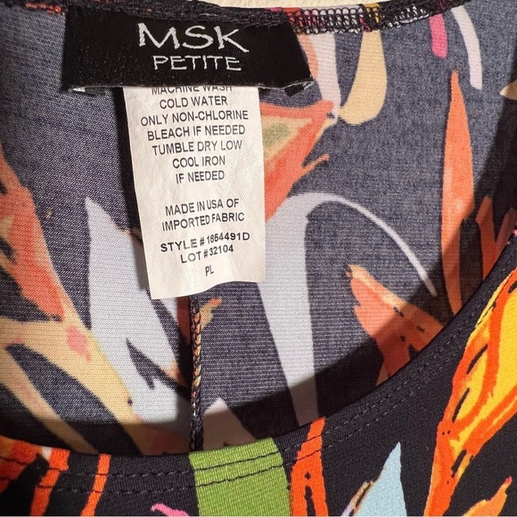 MSK Black, Orange, Pink, Floral Dress Petite L - Picture 3 of 5